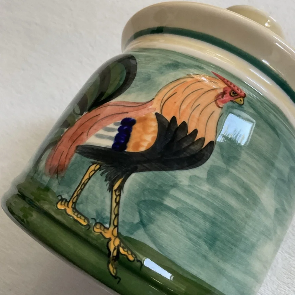 Vintage Oxney Green Rooster Canister Jar Made in England Farmhouse Kitchen